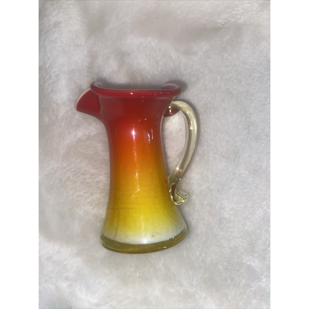 Beautiful Murano Style Creamer - Red, Yellow, And White